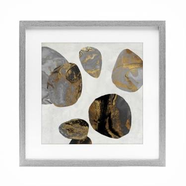 Imagem de Stupell Industries Impressão emoldurada cinza The Golden Eggs Abstraction Under Glass por Jacob Q, 40,6 x 40,6 cm