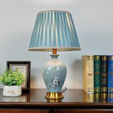 Imagem de Porcelain Blue and White Vase 21 Inch Chinoiserie Vintage Ceramic Oriental Vase Chinese Handmade Classic Flower Decor for Home Office Bookshelf Table/Ginger jar table lamp(5-H57xD30CM)