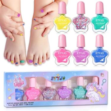 Imagem de ETYJO Conjunto de esmalte infantil – não tóxico, secagem rápida, 6 cores arco-íris para meninas a partir de 3 anos