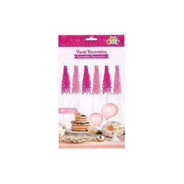 Imagem de Varal Decorativo Pompom Com 4 Metros Rosa - Festas e Fantasias