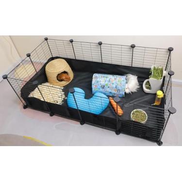 Imagem de Oneluck Gaiolas para porquinhos-da-índia para 2, com forro inferior de plástico impermeável, casa de animais pequenos de 2 metros quadrados, gaiola de habitat interna, cercadinho para animais de