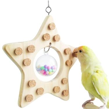 Imagem de Brinquedos para mastigar pássaros, brinquedo de mastigar pássaros de madeira com rolhas macias, treinamento de mordida de madeira e brinquedos de forrageamento para periquitos, calopsitas, quaker