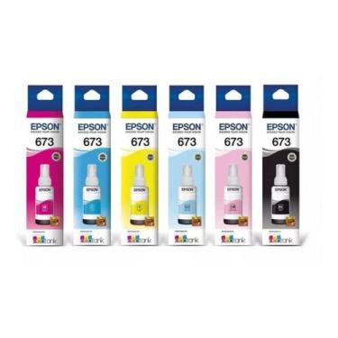 Imagem de KIT 6 CORES REFIL DE TINTA ORIGINAL EPSON 673 70ML CADA P/ Impressoras