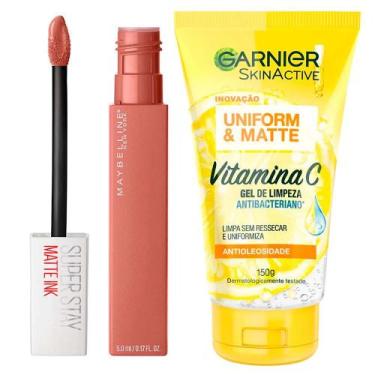 Imagem de Garnier + Maybelline Kit  Gel de Limpeza Facial Vitamina C + Batom Líq