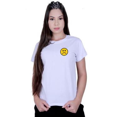 Imagem de Camiseta Baby Look Feminina Sad Smile Bad Tumblr - Lafre, Branco, GG