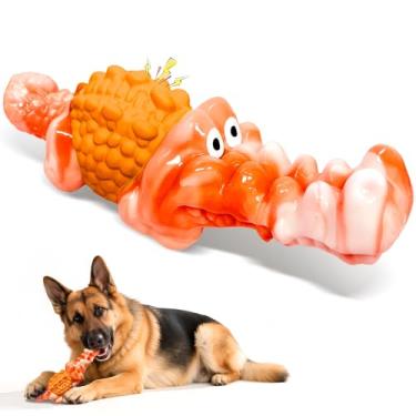 Imagem de Brinquedo indestrutível para cães de crocodilo estridente para raças pequenas/médias/grandes, os melhores brinquedos de mastigação resistentes para limpeza de dentes e redução da ansiedade, tédio ou