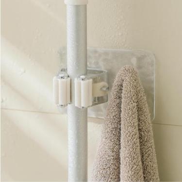 Imagem de Suporte Multiuso Adesivo Para Vassouras e Rodos Gancho Lateral Fixação