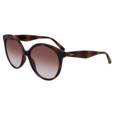 Imagem de Salvatore Ferragamo Óculos de sol femininos redondos gradiente marrom SF1071S 240 58