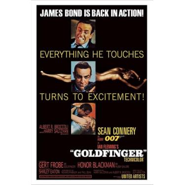 Imagem de BUY ART FOR LESS James Bond oficialmente licenciado - Filme Goldfinger - Pôster artístico - 61 x 91 cm - Impressão decorativa - Papel pôster - Pronto para emoldurar