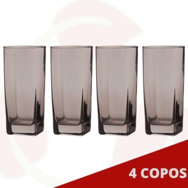 Imagem de Jogo de Copo Vidro Bali 320ml Quadrado Cinza Agua - 4Un - PRATICASA, B