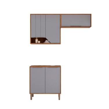 Imagem de Kit Armário Cozinha Compacta Celeste 160cm 5 Portas e Balcão