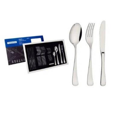 Imagem de Faqueiro Tramontina Mônaco em Aço Inox com Facas de Mesa Forjadas 6mm - 24 Peças