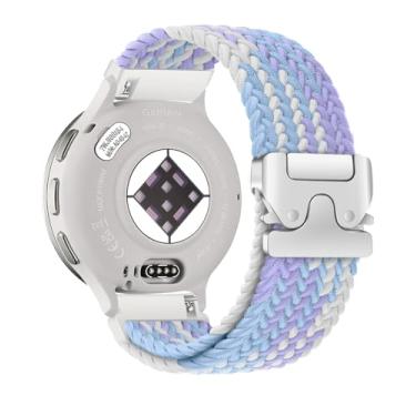 Imagem de Pulseira de nylon elástico trançado compatível com Garmin Venu 3S 2S/Vivoactive 4S/Vivomove 3S/Forerunner 255S/Forerunner 265S, pulseira esportiva elástica macia de 18 mm de liberação rápida para