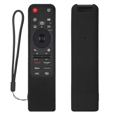 Imagem de Capa de silicone para LG Magic Remote MR25GA, capa protetora para Smart TV LG OLED 2025 série C5 B5 G5 M5 controle remoto à prova de choque, lavável, não irrita a pele, antiperda com cordão (preto)