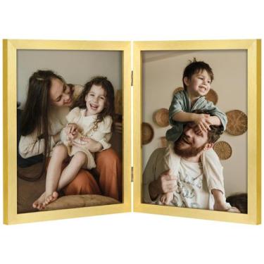 Imagem de Porta-retratos DecoruHome Double 20x25cm Vertical Dourado