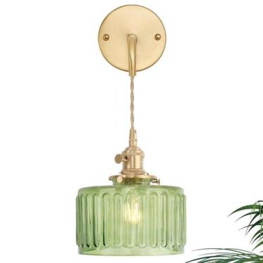 Imagem de Arandela de parede Shenmoyl Vintage com abajur de vidro verde