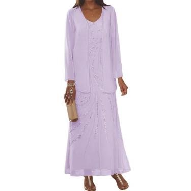Imagem de Vestido Clothfun Chiffon Mother of the Bride lilás tamanho 24W