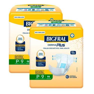 Imagem de Kit 2 Fralda Bigfral Derma Plus P 9 Unidades
