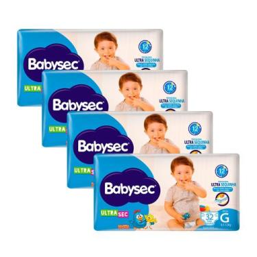 Imagem de Kit 4 Fralda Babysec Ultrasec Tamanho G Pacote Mega 32 Unidades