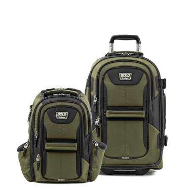 Imagem de Travelpro Conjunto de 2 peças Bold Softside expansível 2 rodas verticais bagagem/mochila, oliva/preto (conjunto de 2 peças, 17/22)