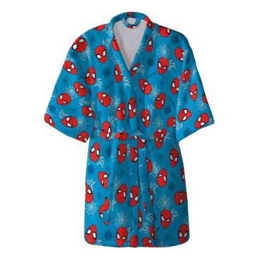Imagem de Roupão Infantil Döhler Spiderman 05 Felpudo Azul, M, Azul
