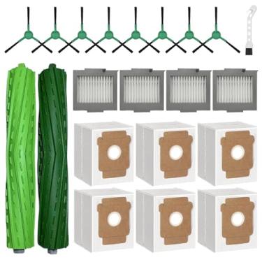 Imagem de Pacote com 21 peças de reposição para aspirador de pó iRobot Roomba Max 705 Vac/Plus 504, kit de acessórios com 2 escovas principais, 4 filtros, 6 sacos de pó, 8 escovas laterais, 1 ferramenta de