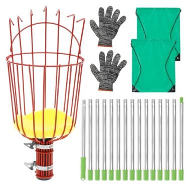 Imagem de Apanhador de frutas ajustável de aço inoxidável, ferramenta de vara de colheita de frutas, cesta de colheita de laranja de grande capacidade para pera (6 metros)