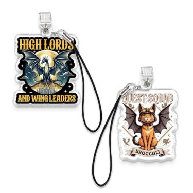 Imagem de Conjunto de 2 peças High Lord e Wing Leader, berloques Kindle de brócolis do esquadrão da Quest Squad, berloque de plugue de poeira 4 cm quarta asa, dragão, relâmpago para amantes de livros/tipo C com