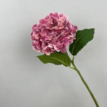 Imagem de 4 pçs/lote Flores Artificiais Hortênsia Decoração de Casamento Festa em Casa Arranjo de Flores Látex Hortênsia Floral (49 cm/Rosa vermelha)