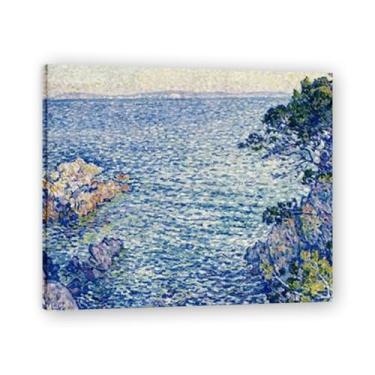 Imagem de Pequenas pedras no mar Théo van Rysselberghe: Impressão em tela neoimpressionista belga chave emoldurada 40 x 48 cm