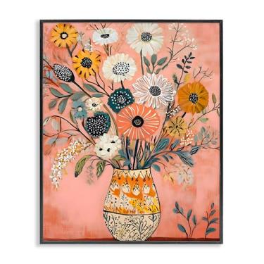 Imagem de Stupell Industries Vaso de buquê com estampa boho, arte giclée emoldurada, design por Creative Studio, 50 x 40 cm