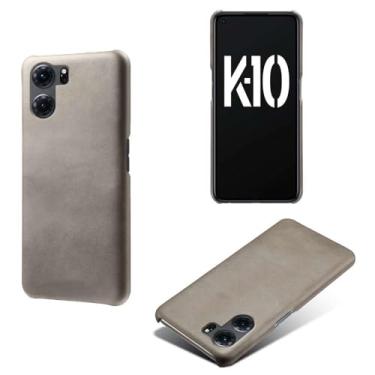 Imagem de Capa para OPPO K10 5G,Proteção contra quedas,Casca de volta de cor sólida simples,Design de couro de imitação de plástico-Gray