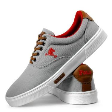 Imagem de Sapatênis Masculino Tênis Casual Polo Joy - Cinza Claro, 42, Cinza cla