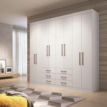 Imagem de Guarda Roupa Casal 8 Portas 6 Gavetas Master Santos Andirá, Branco