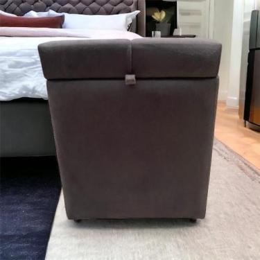 Imagem de Puff Baú Decorativo Quadrado Para Sala Quarto Suede Marrom Madelina De