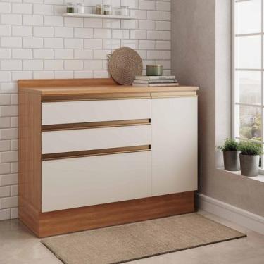 Imagem de Balcão 1 Porta 3 Gavetões 120cm com Tampo Aroeira CabeCasa MadeiraOrig