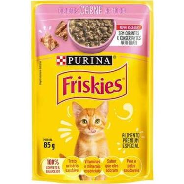 Imagem de Ração Úmida Purina Friskies Carne ao Molho para Gatos Filhotes - 85g