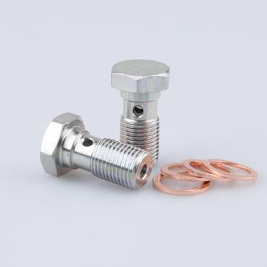 Imagem de AC PERFORMANCE Parafuso de freio M10 x 1.0 24,4 mm UHL com arruelas de cobre, aço zinco grau 8,8, pacote com 2