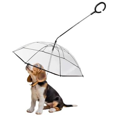 Imagem de KEFIDEK Guarda-chuva transparente para cães de estimação, coleira ajustável dobrável transparente, mantém o animal de estimação seco na chuva (gancho C)
