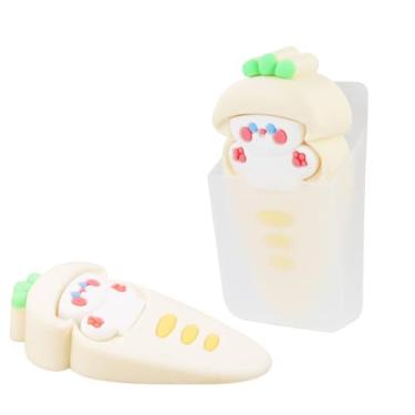 Imagem de LuckyOpt Bonito batente de porta, coelho e cenoura não prejudica o piso de madeira cunha batentes de porta de borracha, evita que as portas batam sejam abertas, fechadas e movidas (branca)