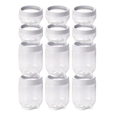 Imagem de " Kit Gire Trave 12 Potes Organizadores Gire e Trave Branco Plasútil Empilháveis Com Rosca 6 potes 155ml + 6 potes 380ml Para Temperos Alimentos Objetos De Costura Botões Para Organizar Objetos "