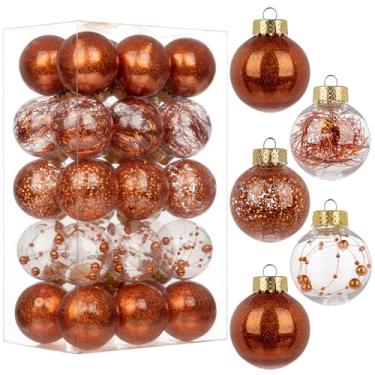 Imagem de Briful Conjunto de bolas de Natal transparentes de plástico transparente à prova de estilhaçamento de 50 mm. Conjunto de bolas de Natal transparentes decorativas com decoração delicada e recheada