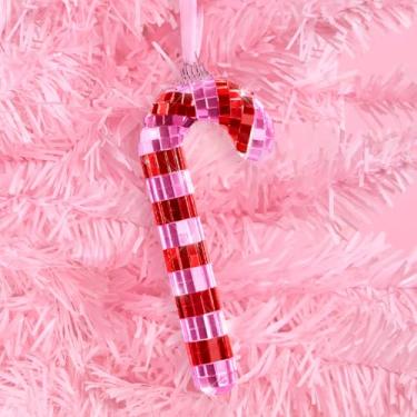 Imagem de xo, Fetti Ornamento de bengala doce de discoteca | Decorações de árvore de Natal, festa de feriado descolada, presente de inverno feminino fofo, material de meia