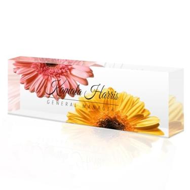 Imagem de placa de identificação acrílica personalizada, Placa de nome personalizada para mesa, Decoração de mesa, presente de escritório para colegas, chefes, professores