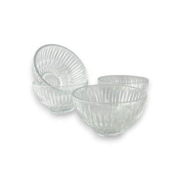 Imagem de 04 Bowl Tigela Cumbuca Vidro Esculpido Canelado 250ml Wolff