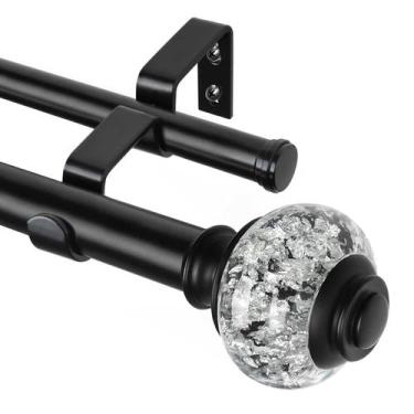 Imagem de Varetas de cortina duplas USFOOK Telescoping 140-195cm pretas