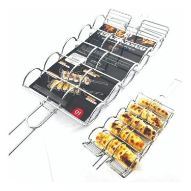 Imagem de Grelha Churrasqueira Para Pão De Alho Resistente Aço Inox - Mundiart
