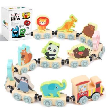 Imagem de Conjunto de trem magnético LoveStown para crianças com 11 animais