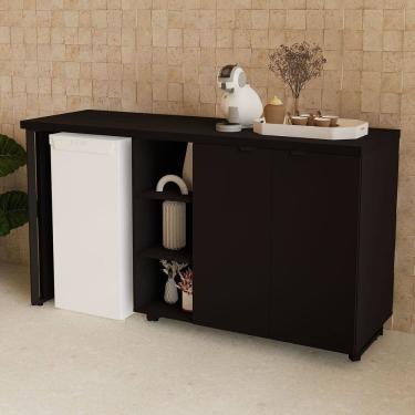 Imagem de Aparador Frigobar Embutir Esquerdo Armário 2 Portas com Pés em Metal Corporate Preto