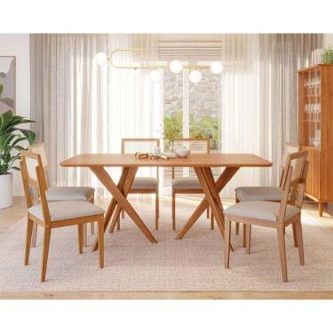 Imagem de Kit de Mesa para Sala De Jantar 1,80 Cacau e 6 Cadeiras - Ornae